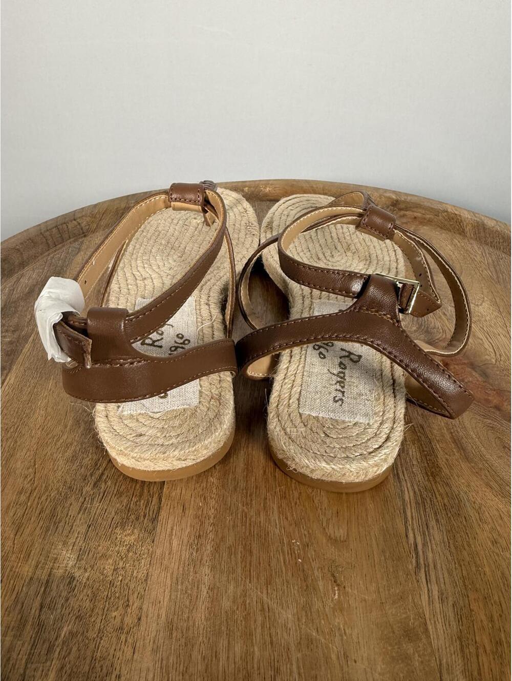 NWB Jack Rogers Evie Cognac Leather T-Strap Flat Sandals Women's Size 6 - Picture 6 of 7